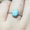 Cluster Rings 1ring 925 Sterling Silver Natural Larimar Adjustable Ring For Women Gift Stone Size Approx7 9mm
