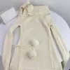 Robes de travail 2024 Blanc Kawaii 2 Pièces Ensemble Femme Solide Doux Y2k Hauts Tricotés Mini Jupe Gâteau Femme Manches Longues Vêtements Décontractés Hiver