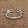 Designer Fashion DY Jewelry Twisted X Bracelet Gold Charm Sliver 925 Sterling Silver Bracelets Braided Cross Bangle Diamond Zircon Luxury David Necklace 606