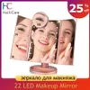 22 LED Pantalla táctil Espejo de maquillaje 1X 2X 3X 10X Espejos de aumento 4 en 1 Espejo de escritorio triple plegado Luces Salud Belleza Herramienta Y2001252p