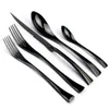 أدوات المائدة مجموعات Jashii 5pcs Black Stainst Steel Plate Sierware Sierware Steak Steak Chkives Dessert Forks Teaspoon Tableware Cetlery Set T20 Dhuxz