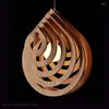 Pendellampor nordiska massiva träbelysning kinesiska japanska trä vatten droppform lampskärm kreativ hängande lampa för matsal