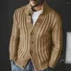 Herrtröjor Casual Single Breasted Sticked Polo Long Sleeve Sweater Coat Sy0057