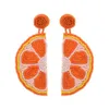 Charme Criativo Fruta Estilo Limão Laranja-Em Forma Com Frisado Dangle Brincos Verão Cool Beach Handmade Tecido Declaração Para Wo Dhgarden Dhnhy