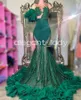 Emerald Green Sparkly Evening Formal Dresses Poison Ivy klänning Luxury Diamond Crystal Gillter Black Girl Prom Gala Gown 2024