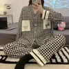 Женская одежда для сна Elizabeth Duck, японское кимоно, весенний пижамный комплект, домашняя одежда из искусственного хлопка с длинными рукавами, повседневная милая одежда с v-образным вырезом и лацканами