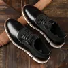 Casual Shoes Leather Men Lace-Up Sneakers Business Men's Lightweight Soft Sole Fashion Dress 39-47