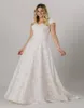 2021 Vintage Lace Modest Wedding Dresses Cap Sleeves V Neck Backs Back Lace LDS BRIDAL GOWNS COUNTRY RELIGIOUS Dress3854766