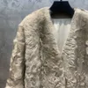 Fur 2023 Winter New Coat Women's Mid Length True Lamb Integrated Curly Fashion Vネッククリップ6744