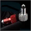 Auto-Zigarettenanzünder, neues Diamant-Kristall-Dual-USB-Autoladegerät mit LED-Anzeige, Zigarettenanzünder, Handy-Daten für Drop-Lieferung, Dhesw