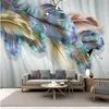 Large 3D Wallpaper Mural Custom Nordic Modern Color Feather TV Sofa Background Wallpaper Mural218S
