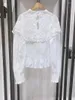 Bluzki damskie haftowane kwiaty wydrążone kobiety koronkowe szal bluzka biała lub czarna retro słodka, szczupła koszula na top 2024 Spring