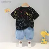 Kleidungssets Sommer Jungen T Kleidung Sets Netter Hirsch Baumwollmaterial Babyanzüge Hohe Qualität Kurze Kinder Hemd Kleinkind 2 Jahre Costom ldd240311