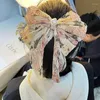 Hårtillbehör Fairy Knutt Långt band Spring Clipon Big Bow Pearl Floral Clips Ponytail Hairpin Acces for Girl Headwear