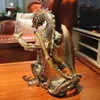 HEINBOW Steampunk-Drachen-Weinflaschen-Weinhalter-Statue mit zwei Weingläsern, Weinregal, Gothic-Dekor, Metallic-Look, für Zuhause, Männerhöhle, Dekor, Geschenke für Männer, 29 cm hoch