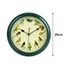 Horloges murales 10 pouces chantant horloge d'oiseau sauvage cadre vert à piles pour chambre à coucher