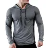 Mens Fitness Tracksuit Running Sport Hoodie Gym Joggers Hooded Workout Athletic Clothing Muscle Training Sweatshirt Tops 240307