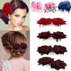 Hårtillbehör 1pc romantisk fancy dubbel silke artificiell rosblomma kam lila rött klipp bröllop brud lady prom headpiece headwear