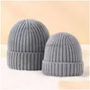 Beanie/Skull Caps Mommy and Me Knit Bonnet Beanie Justerbar Autumn Winter Solid Color Parents Kids Turban Hair Care Warm Hat Drop Del DHZ35