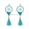 Charme Idealway 4 couleurs mode Boho longue goutte plaqué or gland fête Dangle Dream Catcher boucles d'oreilles livraison bijoux Dhgarden Dh5Qz