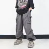 Macacão de rua estilo hip-hop para homens, calça cargo de grandes dimensões, harajuku, solta, cor sólida, calças casuais, y2k