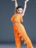 Stage Wear Filles Enfants Vêtements de danse latine Tango Samba Salsa Costumes Fringe Rumba Compétition Dancewear Costume pour enfants