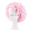 Beanie/Skull Caps Effen Kleur Satijnen Strikjes Slaapmuts Voor Vrouwen Lady Headwrap Nachthoed Haarverzorging Mode Hoofddeksels Drop Levering