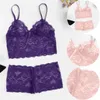 Set di reggiseni in pizzo Lingerie sexy da donna Moda Indumenti da notte casual Top Pantaloncini Set Pigiama babydoll Abbigliamento da notte Completo intimo trasparente