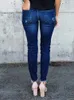 Jeans da donna Donna Skinny Strappati Impilati Vita alta Nero Lady Stretch Y2k Denim Pantaloni a matita Gamba dritta Avvolgente Fianchi Pantaloni slim fit