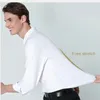 Chemise élastique à manches longues pour hommes, tenue d'affaires sans repassage, tenue de travail professionnelle, chemise à col montant, 240307