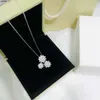 Vintage Designer Pendants Necklaces Lotus Sterling Silver Full Crystal Three Flowers Charm Short Chain Choker for Women Jewelry with Box