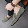 954 Classic Suede Moccasin Men's Green Casual Shoes Handmade Leather Loafers Men Flats Comfortable Slip-on Walking Driving 663