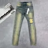 Designer lila ksubi jeans för män kvinnor high street retro färg spot smal fit mikro elastiska jeans med hip-hop blixtlås hål hip-hop gata stil bomullsjeans