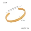 Guldfärg Tarnish Free Fashion Rostfritt stål Bangle Armband Metallstruktur Enkel Open Charm Wrist Jewelry 240227