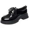 Klädskor 4cm 6 cm brittisk stil svart ljust läder kvinnors chunky plattform pumpar 2024 Spring Oxford Med Heels Offic Work