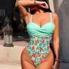 Mulheres Swimwear 2024 Swimwears de uma peça para mulher verão push up sling aberto de volta maiô praia cintura alta fatos de banho roupas de natação