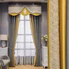 Rideaux rideaux personnalisés de haute qualité simplicité moderne broderie épissage soie gris dentelle or occultant cantonnière panneau de tulle M1166347O