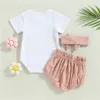 Ensembles de vêtements pour bébés filles, vêtements d'été, tenue à manches courtes, barboteuse et short imprimé léopard, bandeau pour tout-petits