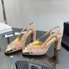 디자이너 드레스 슈즈 여성 슬링 백 샌들 청키 한 힐 레트로 하이힐 브랜드 청키 펌프 3.5 cm 7.5 cm 정품 가죽 사무실 로퍼 레이디 파티 웨딩 신발