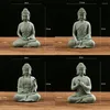Dekorative Figuren, hochwertig, für drinnen und draußen, sitzender Buddha, Kunstharz, Gartendekoration, Sandstein, Stein, Zen-Effekt