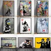 Zabawne obrazy Street Art Banksy Graffiti Wall Arts Płótna malarstwo plakat i druk Cuadros Pictures do wystroju domu bez fram178p