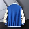 Ins Hip Hop Casual Baseball Coat Slim Fit Fit Baseball strimet stribber for Mens Youth Trend College Wear Autumn 240228