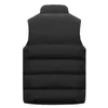 Gilets pour hommes veste chaude rembourrée sans manches vestes automne hiver col montant couleur unie gilet décontracté marque hommes vêtements