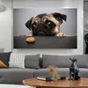 Nowoczesne duże malowanie płótna na płótnie zabawne psa plakat ścienny zwierzę zwierzęta domowe HD Druk do salonu Dekoracja sypialni 239g