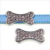 Intero strass osso di cane in lega di zinco cursore da 10 mm Charms Accessori fai da te Misura braccialetto collare per animali domestici da 10 mm SL508270h