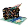 Sacs à cosmétiques, sac de maquillage à fleurs colorées pour femmes, pochette en toile de grande capacité avec fermeture éclair, organisateur de toilette à fleurs de 9 couleurs