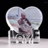 Marco personalizado de cristal con forma de corazón de amor, marco de fotos personalizado, regalo de boda para invitados, recuerdo de cumpleaños, San Valentín, Da332u