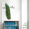 Pfauenfedern auf Ast Wandaufkleber 3D Lebendige Tiere Wandtattoos Home Decor Art Aufkleber Poster Tiere Wohnzimmer Decor263R