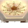 Luzes de teto preto bronze lâmpada de cristal na sala de estar europeu flor em forma lustre led quarto lâmpadas jantar