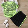 T-shirty Summer Outdoor Szybki sucha Kamuflage Kids Top T-shirt + spodenki